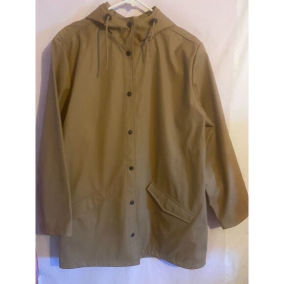 Vera Bradley Tan Women's Large Button Up Raincoat with Hood - Picture 1 of 9